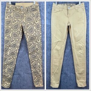 Bleulab Jeans Womens Small Reversible Beige Paisley Jegging Skinny Y2K 90s